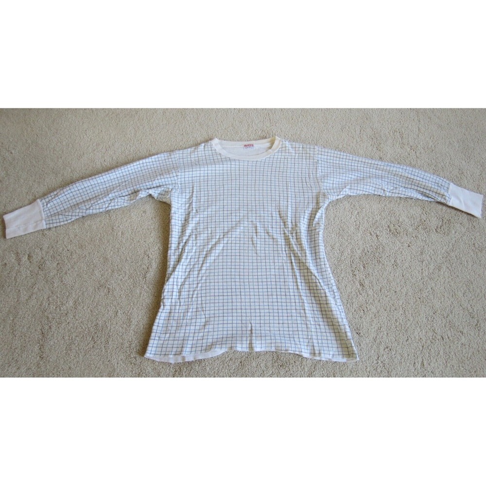 Duofold Mens Thermal Layer Shirt Long Sleeve White Blue Stripe Style 701 Size 42